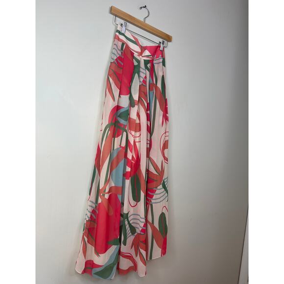 NEW PatBo Rio Wide Leg Trousers Floral High Rise Pleated Chiffon Pant - Picture 3 of 7